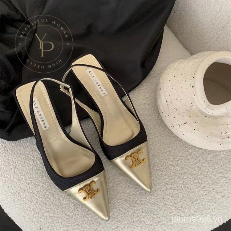 Giày Cao Gót Sandal Da Pu Hở Ngón Đế Thấp