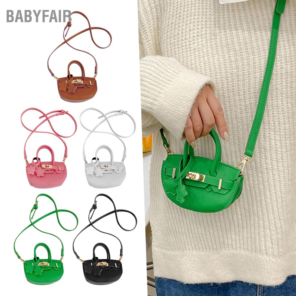 Babyfair Túi xách mini Messenger đeo vai bằng da PU có tay cầm trên cùng thời trang dễ thương