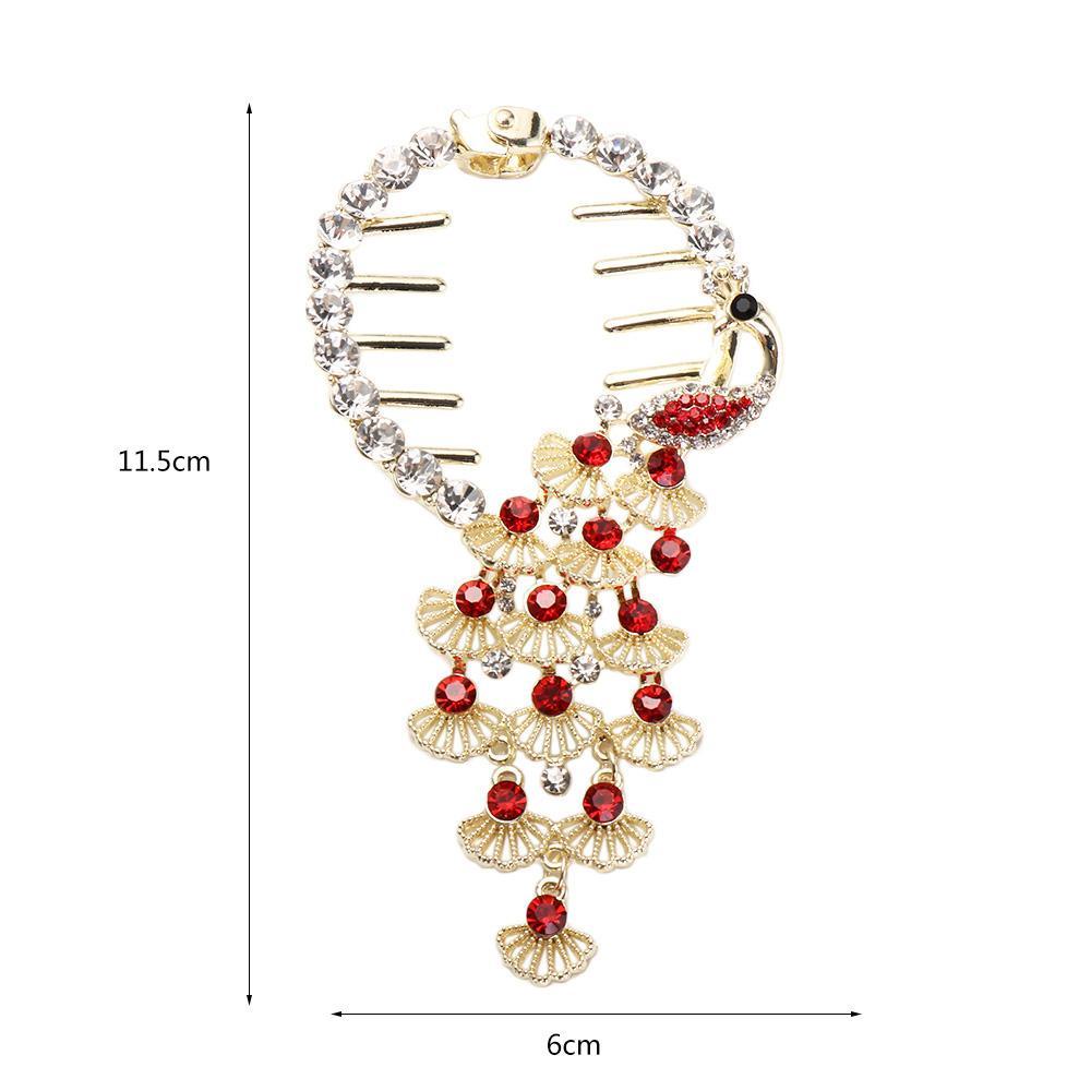 26EDIE Kẹp Tóc Đuôi Công Phong Cách Vintage Sáng Tạo Cho Nữ