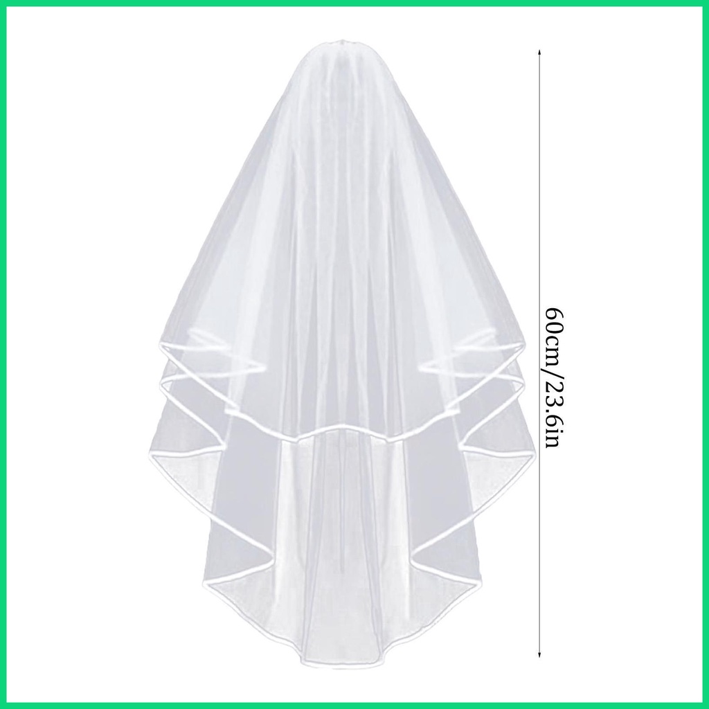 Mạng Che Mặt Hai Lớp Kèm Lược Cài Tóc Cho Cô Dâu