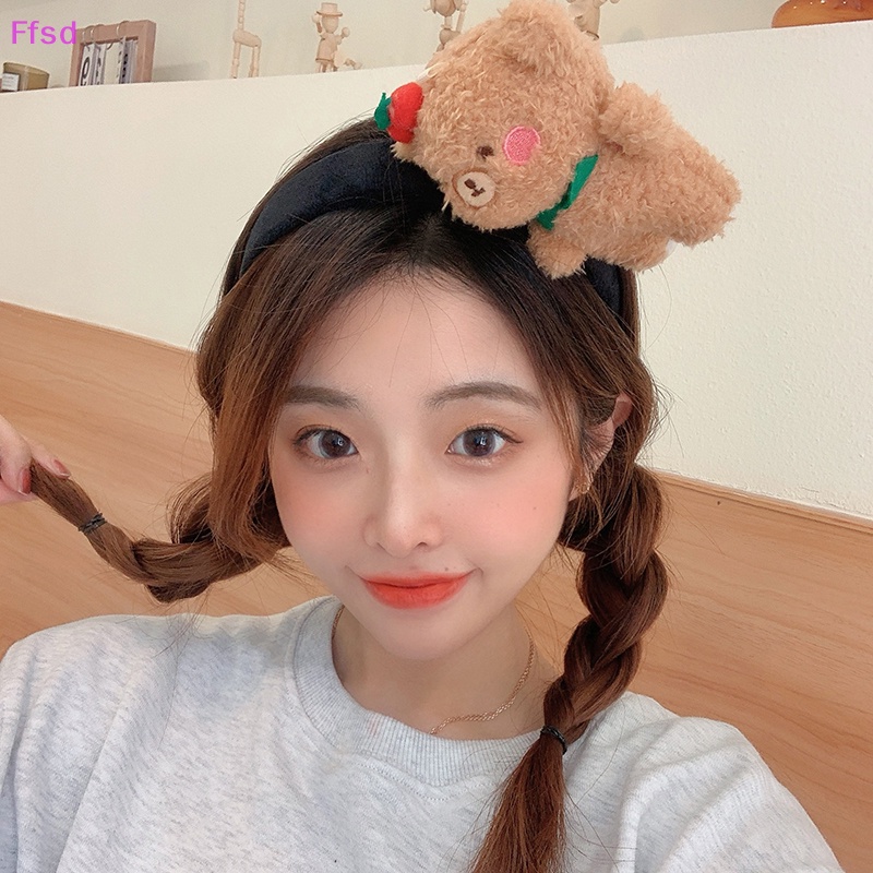 Băng đô cài tóc rửa mặt Bằng Lông Cừu San Hô Hình Gấu Dễ Thương Cho Bé Gái