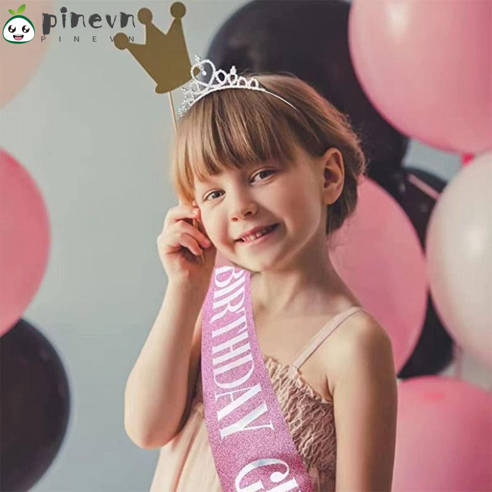 PINEVN Cài Tóc Hình Vương Miện Đính Đá Lấp Lánh Thời Trang Cho Nữ