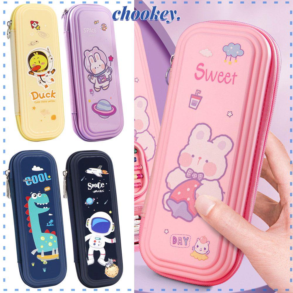 CHOOKEY Túi Đựng Bút Bằng Nhựa Cỡ Lớn Họa Tiết Hoạt Hình Sáng Tạo