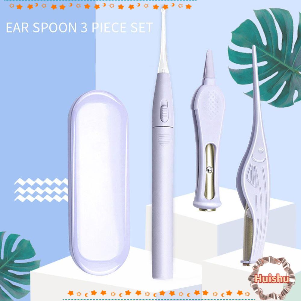 HS Set 3 Dụng Cụ Vệ Sinh Tai &amp; Mũi Bằng Thép Không Gỉ Có Đèn