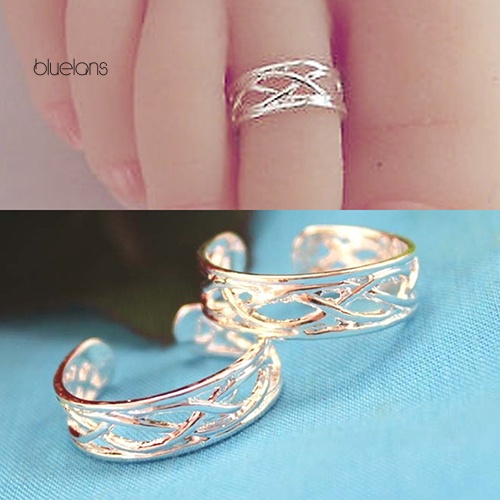 Set 10 Nhẫn Ngón Chân Mạ Bạc Có Thể Điều Chỉnh Kích Cỡ Dành Cho Nữ