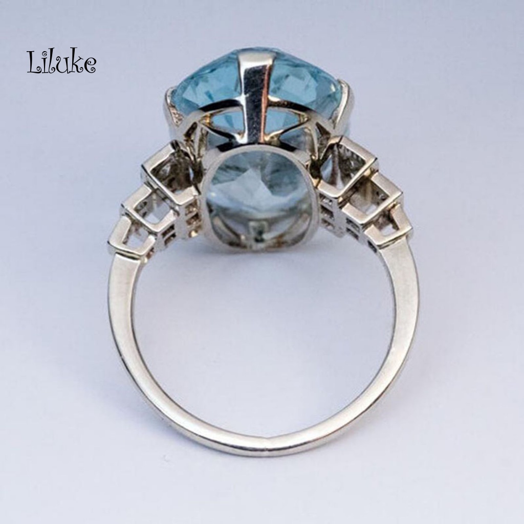 Nhẫn Đeo Ngón Tay LK Trong Suốt Trọng Lượng Nhẹ Hình Oval Màu Xanh Dương Mượt Mà