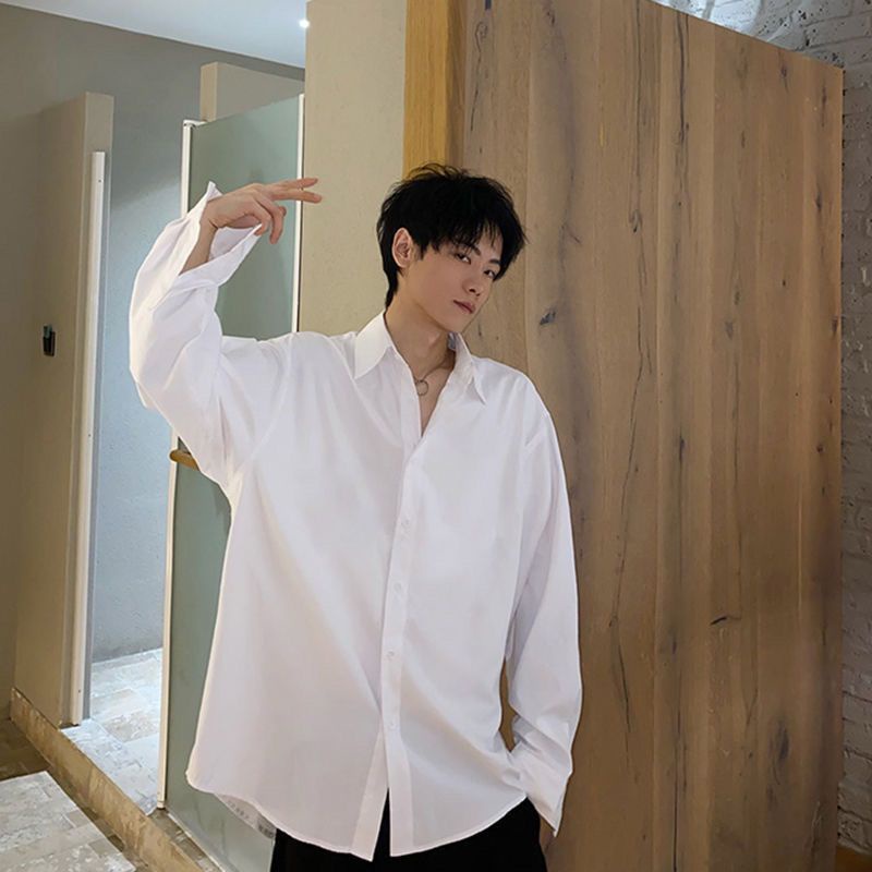 Áo Sơ Mi Nam Dài Tay Cổ Bẻ Form Rộng Thời Trang Hàn