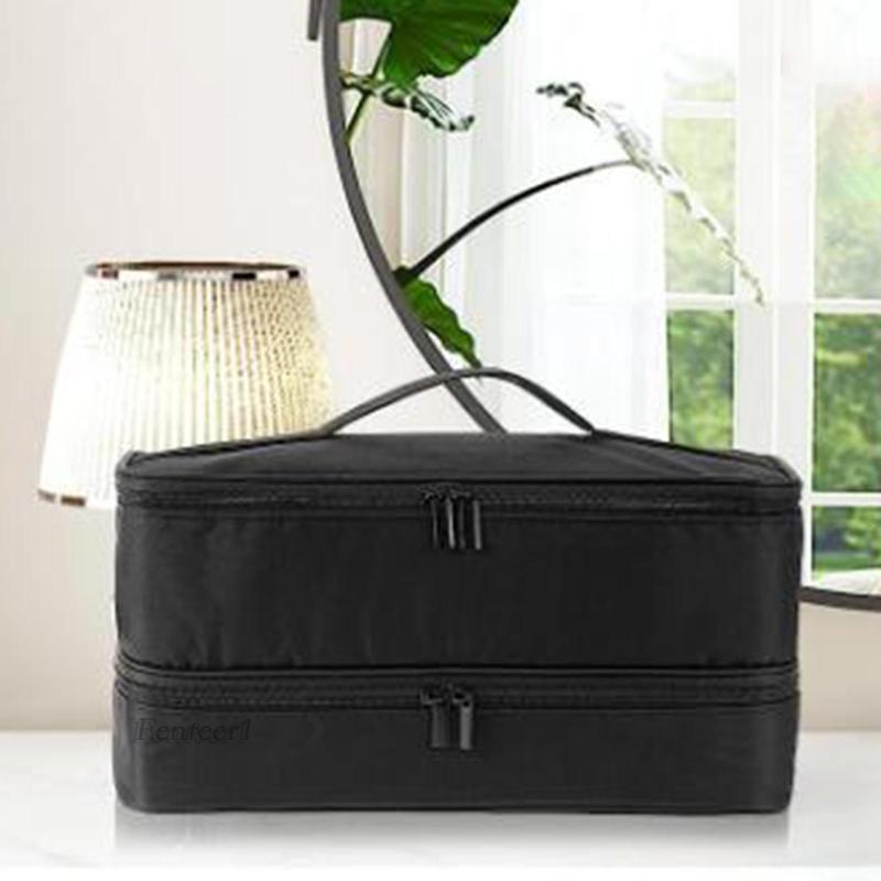 Túi Đựng Lược Sấy Tóc Hai Lớp Sức Chứa Lớn Màu Đen Có Tay Cầm Tiện Lợi Cho Đi Du Lịch
