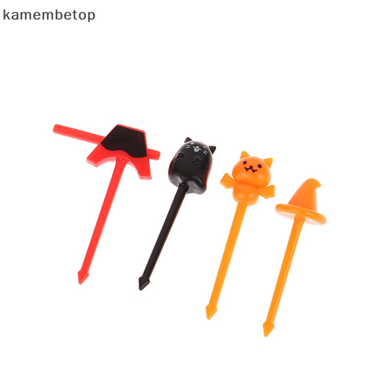 Set 4 / 5 Nĩa Ăn Trái Cây Họa Tiết Hoạt Hình Trang Trí Halloween