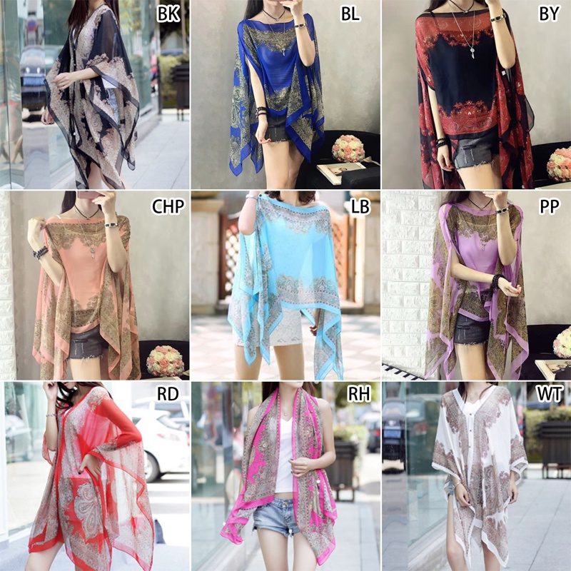 Fancysip Áo Khoác Voan Chống Nắng Đi Biển Mùa Hè Đa Năng Hình Hoa Thời Trang Cho Nữ