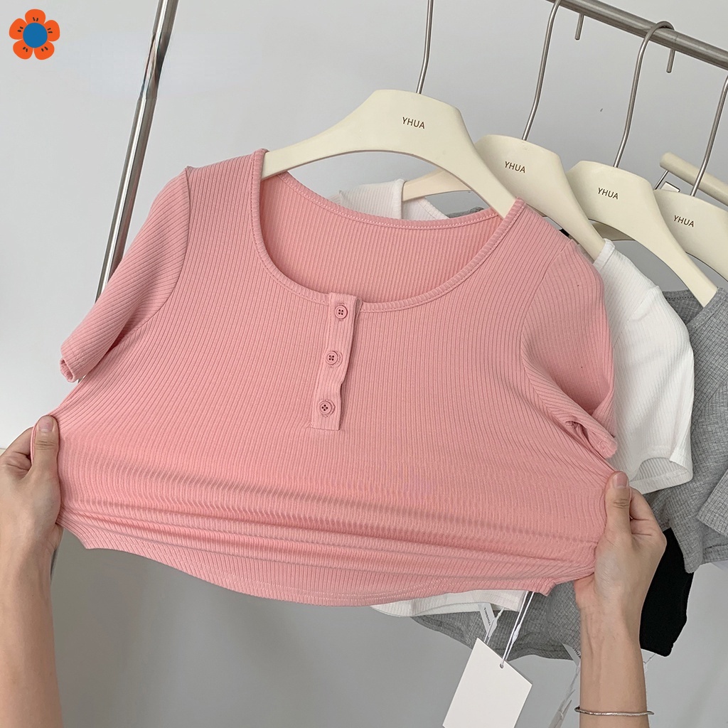 Áo Thun Croptop Dệt Kim Cổ Chữ V Dáng Ôm Thời Trang Mùa Hè 2023 JP1VN