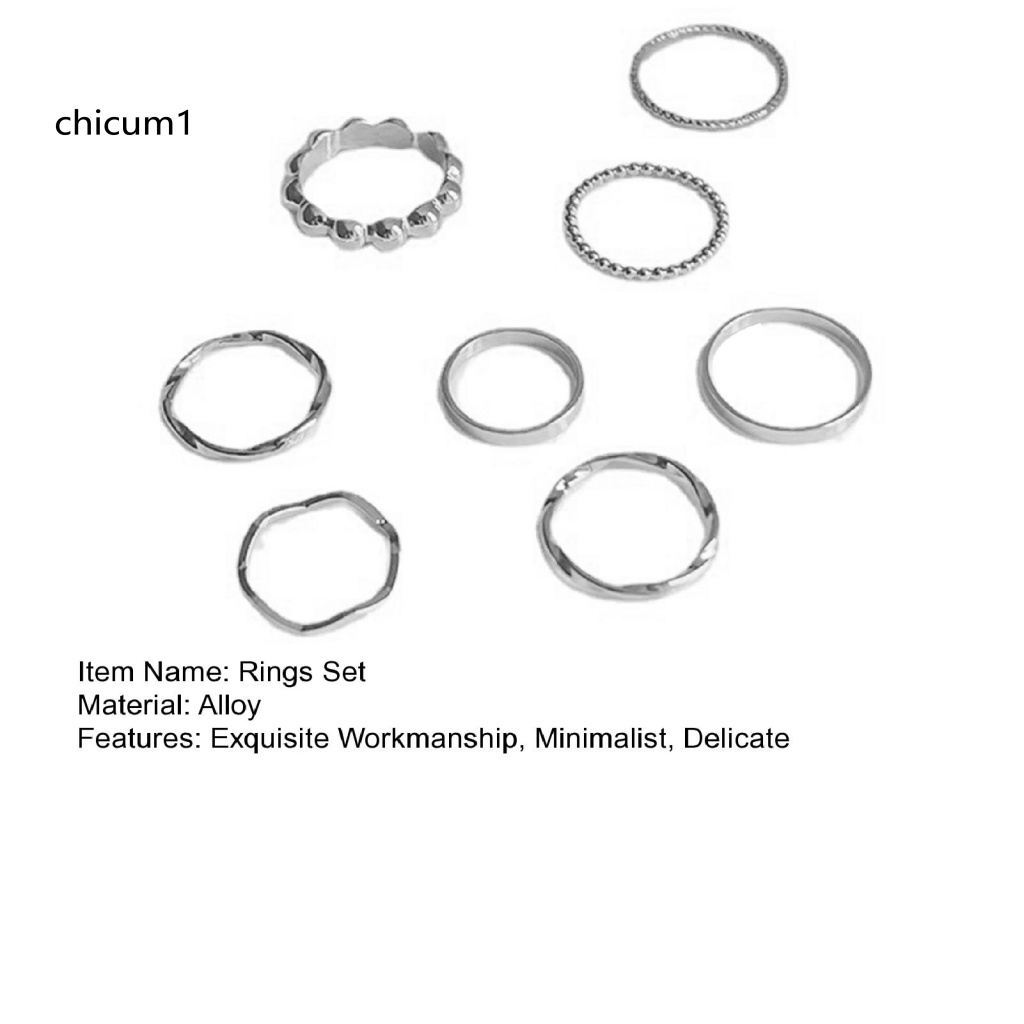 Set 8 Nhẫn Đeo Khớp Ngón Tay Mạ Điện Không Gây Dị Ứng Trang Trí Họa Tiết Hình Học Tinh Tế Thời Trang Tối Giản Cho Nữ