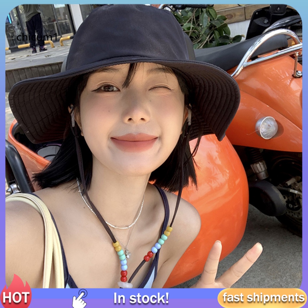 Mũ Tai Bèo Vành Rộng Thoáng Khí Chống Tia UV Có Dây Điều Chỉnh Được Dành Cho Nữ