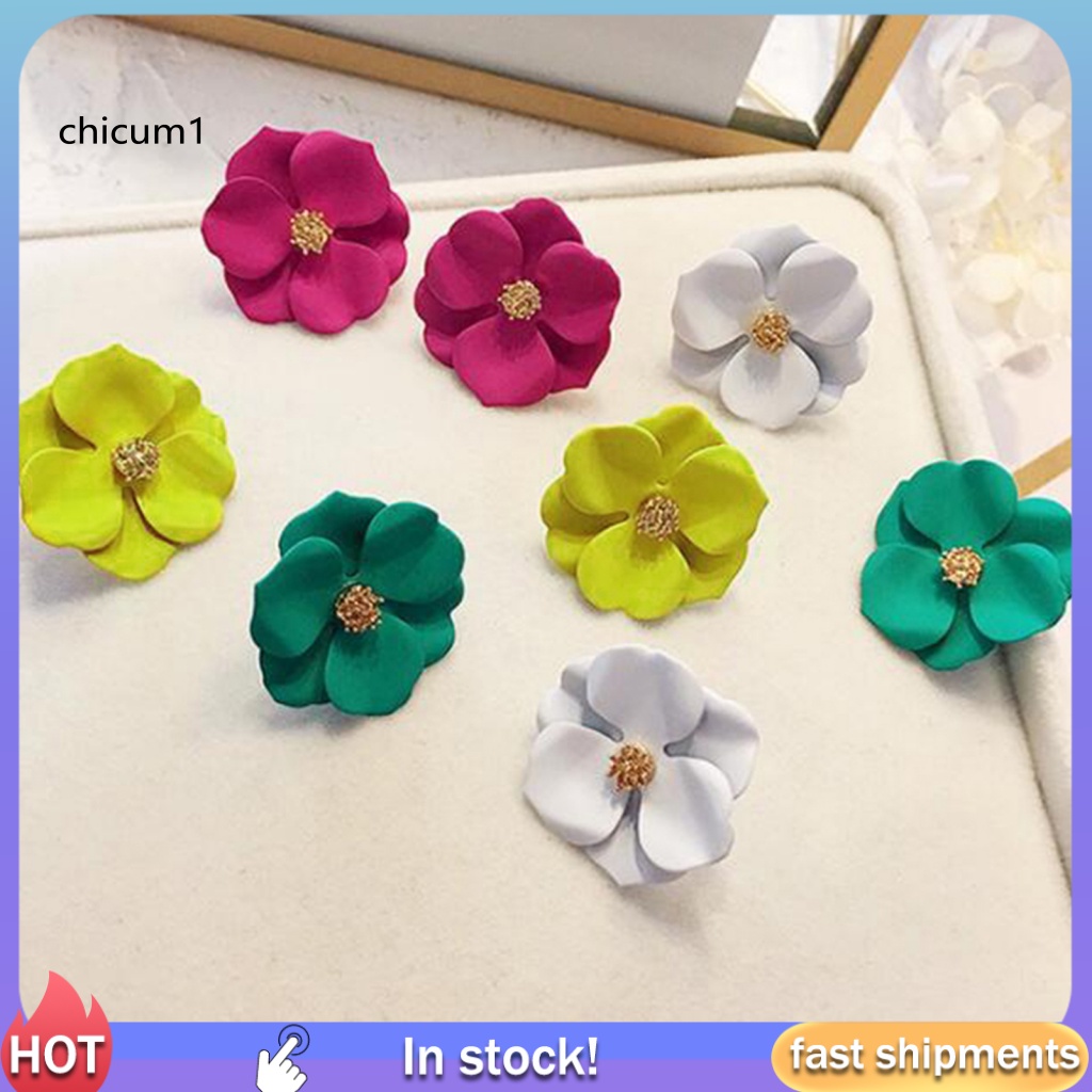 Khuyên Tai Xỏ Lỗ Hình Hoa Nhiều Màu Thời Trang Mùa Hè Cho Nữ