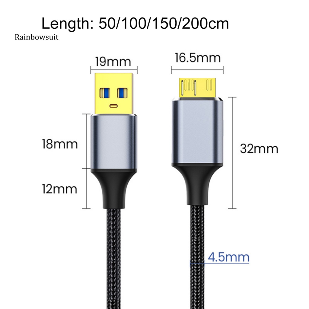 Dây Cáp Sạc Ổ Cứng 5Gbps Hai Đầu Tốc Độ Cao USB30 Sang Micro B Chống Nhiễm Trùng