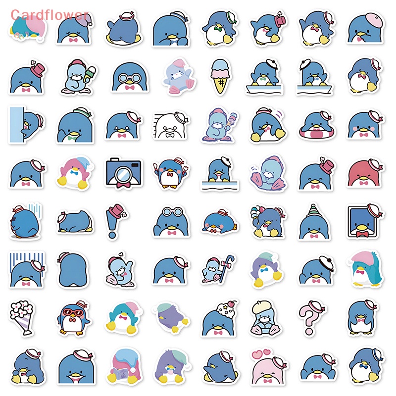 Bộ 64 Miếng Dán Chống Nước Họa Tiết Chim Cánh Cụt Dễ Thương Trang Trí Laptop / Điện Thoại / Vali / Xe Đạp Mới