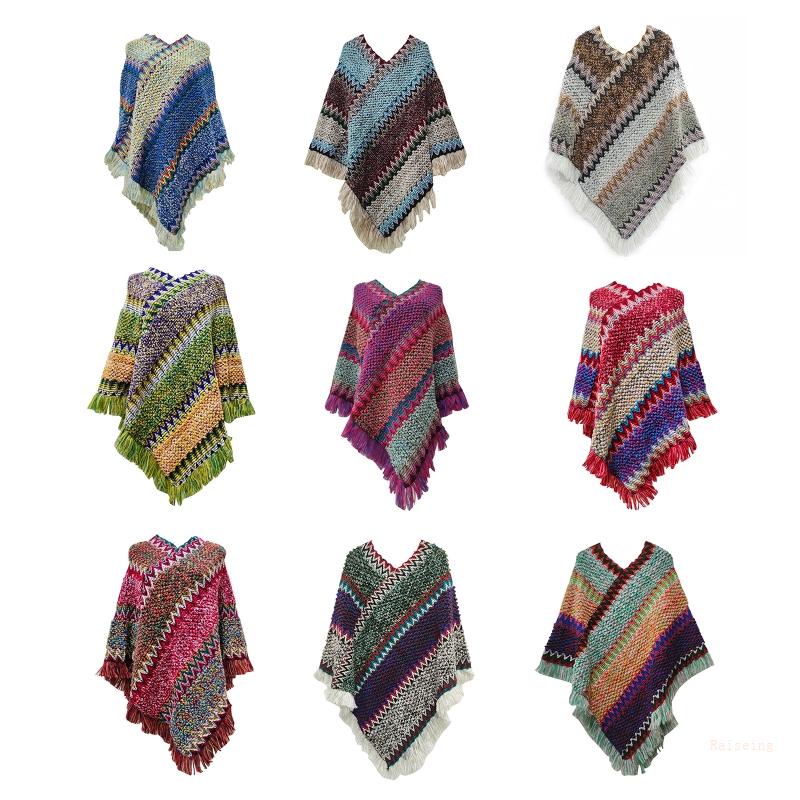 Khăn Choàng Dệt Kim Hình Tam Giác Phong Cách Bohemian Dành Cho Nữ