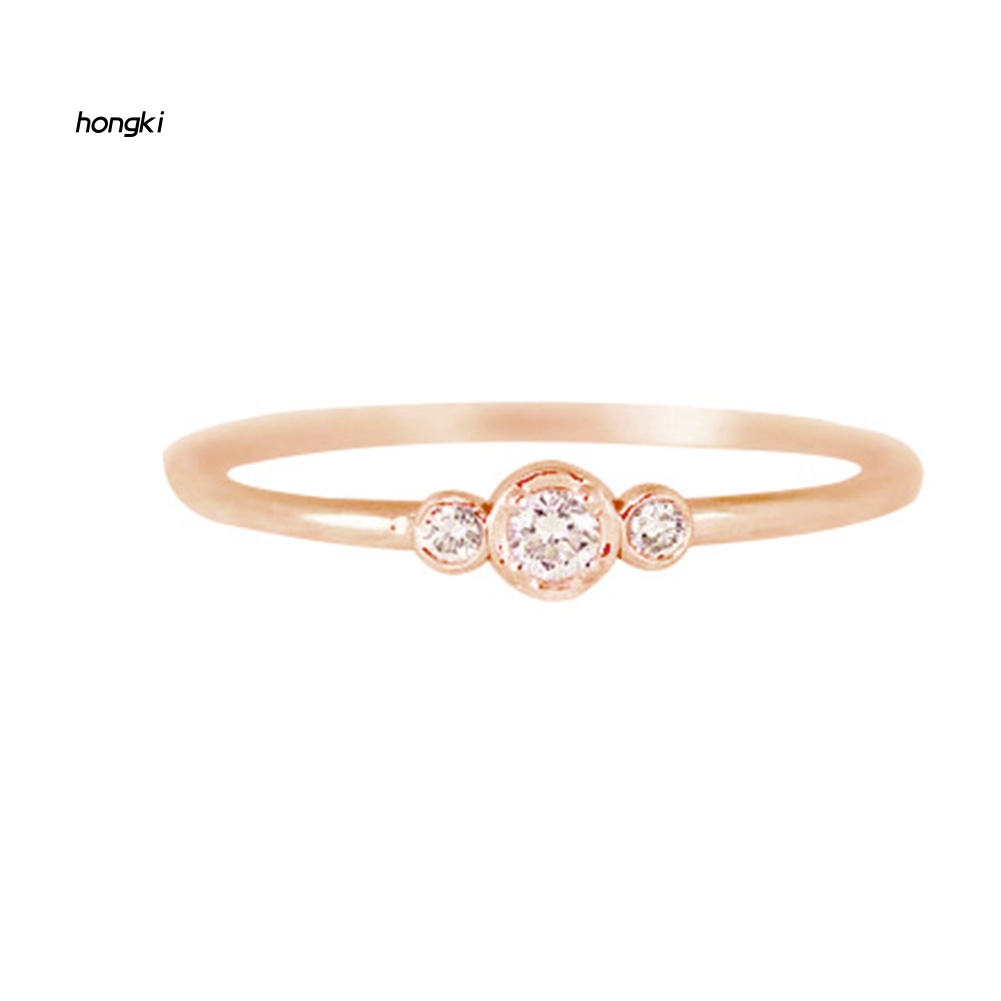 Nhẫn MặT 3 Zircon ĐíNh Kim Cương Giả ThờI Trang Cho Nữ