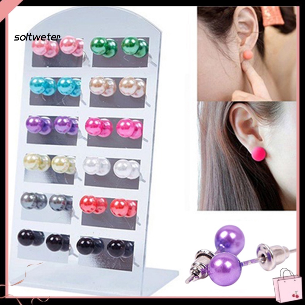 12 Đôi Bông Tai Ngọc Trai Giả Thời Trang Nữ Tính