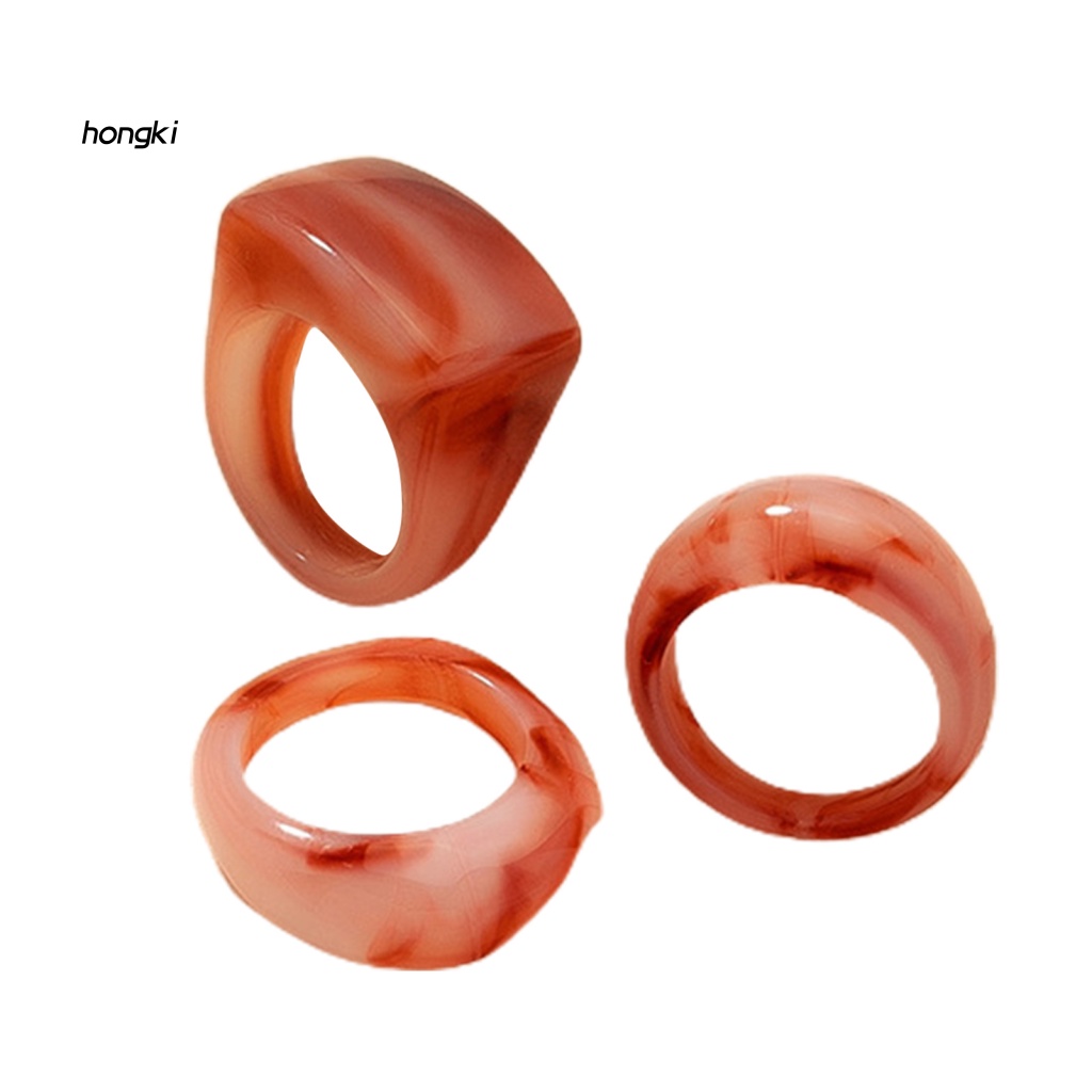 Set 3 Nhẫn Đeo Ngón Tay Bằng Acrylic Thiết Kế Hình Học Tinh Tế Thời Trang Unisex