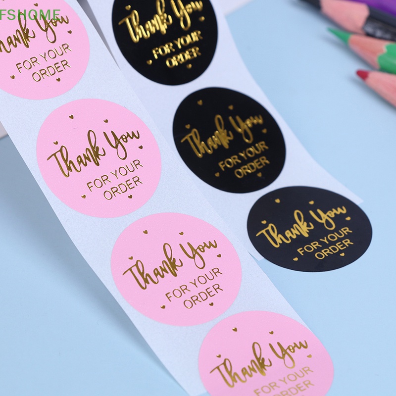 Set 500 Sticker handmade Màu Hồng Đen In Chữ handmade with Your Order