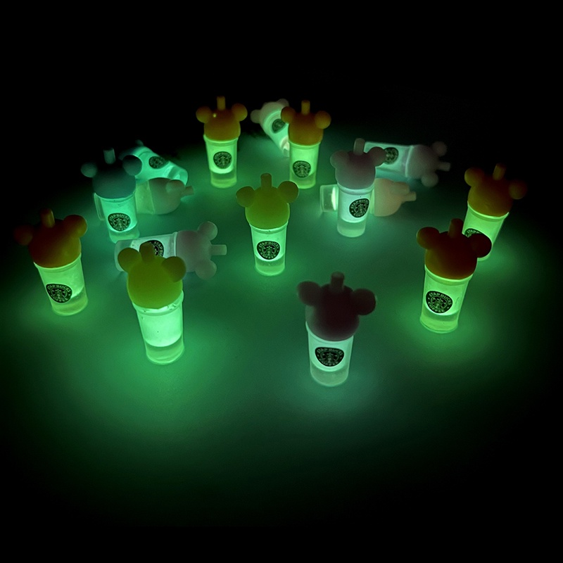 Bigapple Bộ 5 Kẹp Tóc Nhựa Resin Dạ Quang Hình Cốc Starbucks DIY RDG Đáng Yêu Cho Sổ Lưu Niệm