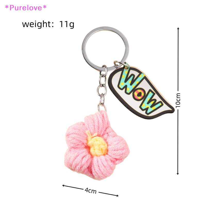Móc Chìa Khóa Xe Hơi / Túi Xách Đan Len Thủ Công Hình Hoa Hồng Dễ Thương Cho Nữ Mới