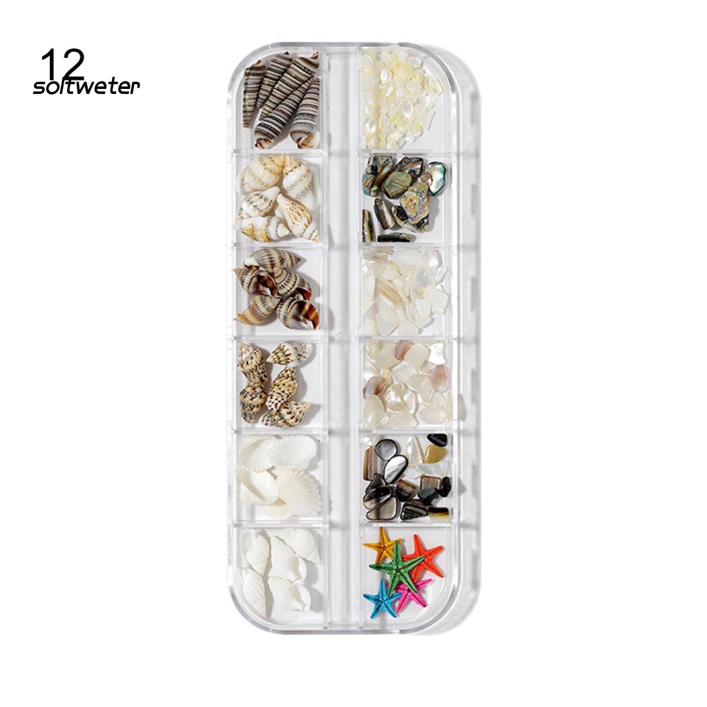 1 Hộp Phụ Kiện Trang Trí Móng Tay Nghệ Thuật Hình Vỏ Sò / Sao Biển / Vỏ Sò 3D Bằng Nhựa