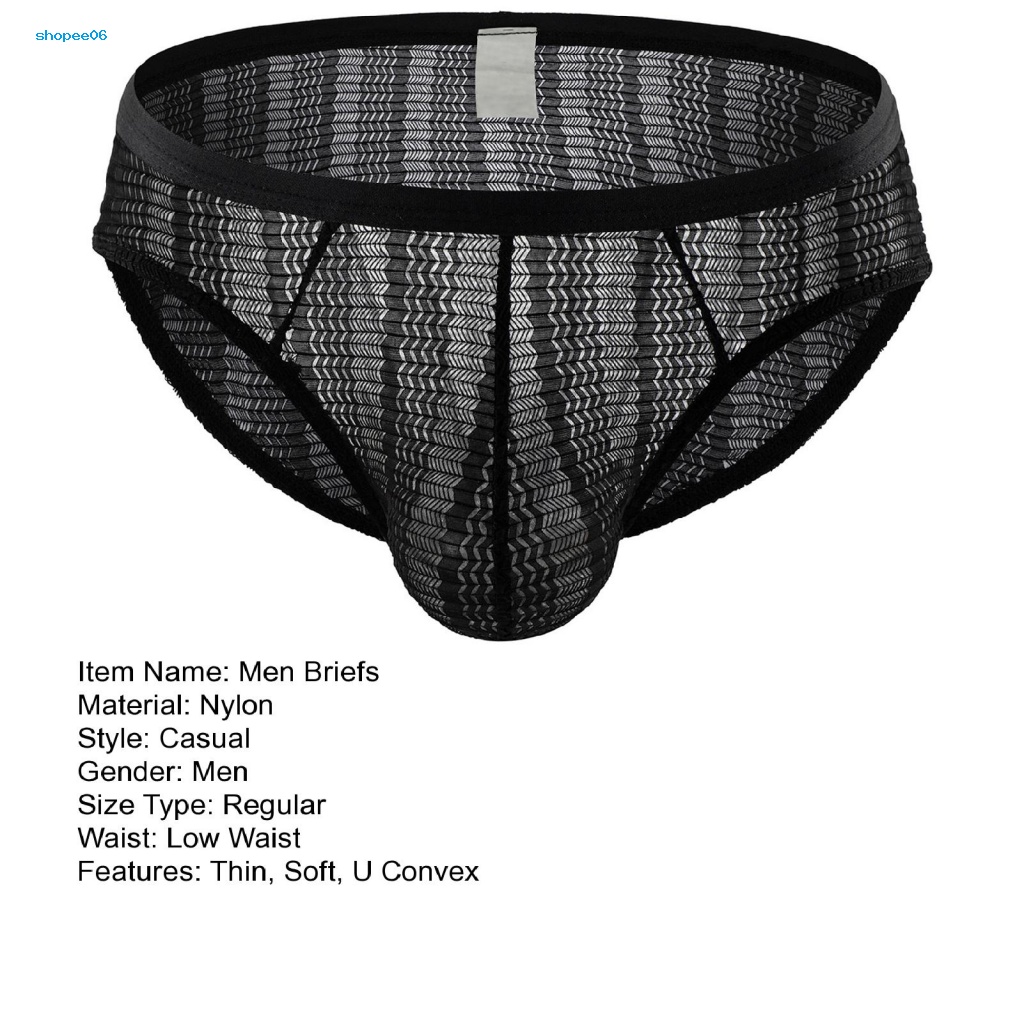 Quần Lót Nam PEMG Mềm Khoét Lỗ Thoáng Khí Lưng Thấp Chống Nhìn Xuyên Qua U Lồi Màu Trơn Mặc Hàng Ngày
