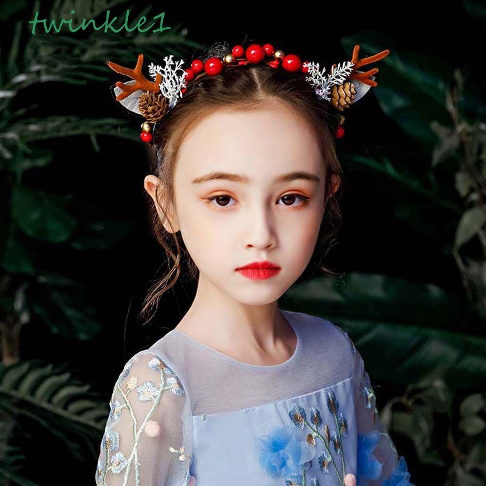 TWINKLE Cài Tóc Hình Sừng Hươu Đính Hoa Xinh Xắn Cho Bé Gái