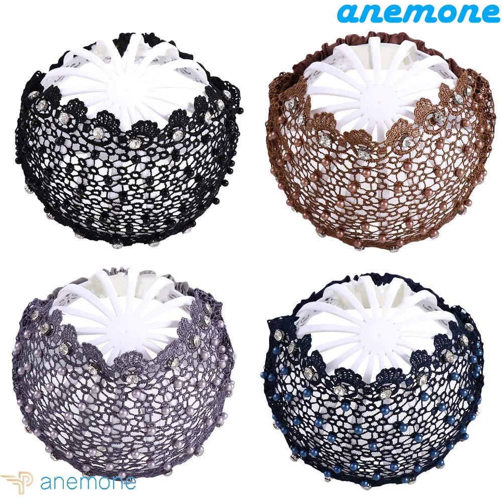 ANEMONE Băng đô cài tóc rửa mặt Bản Rộng Phối Lưới Đính Đá Thời Trang Hàn Quốc