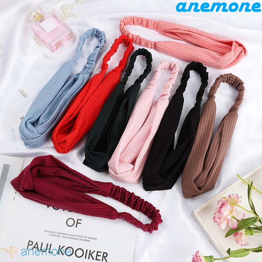 ANEMONE Băng Đô Dệt Kim Co Giãn Thấm Hút Mồ Hôi Thiết Kế Thắt Nút Chéo Phong Cách Thể Thao Thời Trang