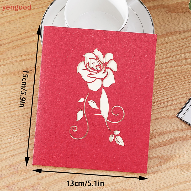 Thiệp Mời Đám Cưới / Sinh Nhật Hình Hoa Hồng 3D