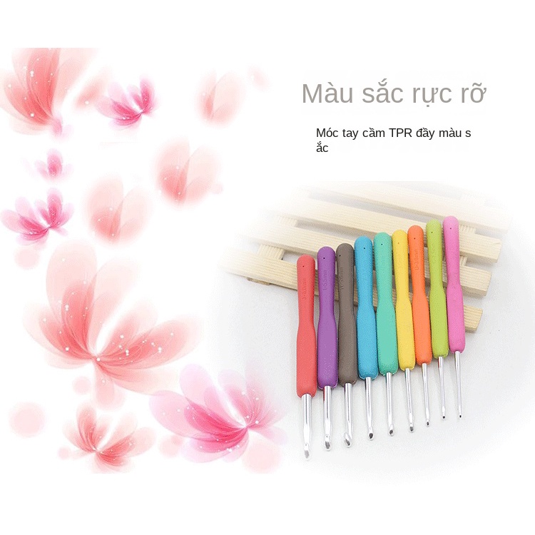 Dụng Cụ Móc Len Bằng Nhôm Với Tay Cầm Mềm Màu Kẹo Ngọt