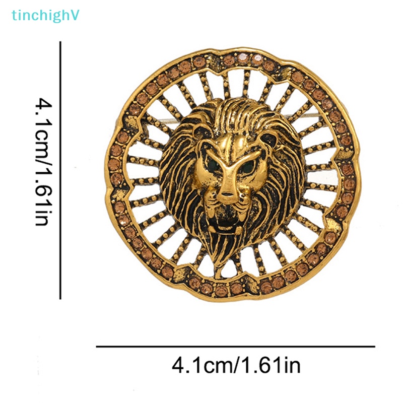 Ghim Cài Áo Hình Đầu Sư Tử Đính Đá Bằng Kim Loại