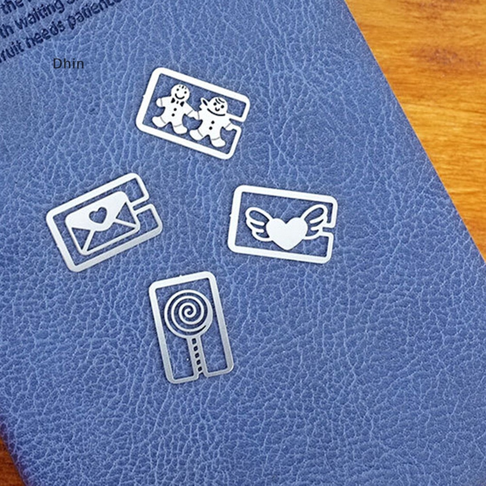 [Dhin] 20pcs Mini Metal Bookmarks Office School Book Note Clip with Cute Case Box LSUS COD