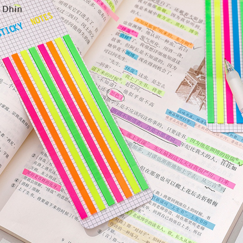 [Dhin] 160Pcs/Set Color Fluorescence Stickers Transparent Fluorescent Index Tabs Flags Sticky Note Stationery Children Gifts School Office Supplies COD