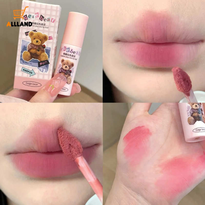 Son Môi Tông Hồng Nude / Gấu Nhỏ Dễ Thương Chống Nước Lâu Trôi Trang Điểm Hàn Quốc Cho Nữ