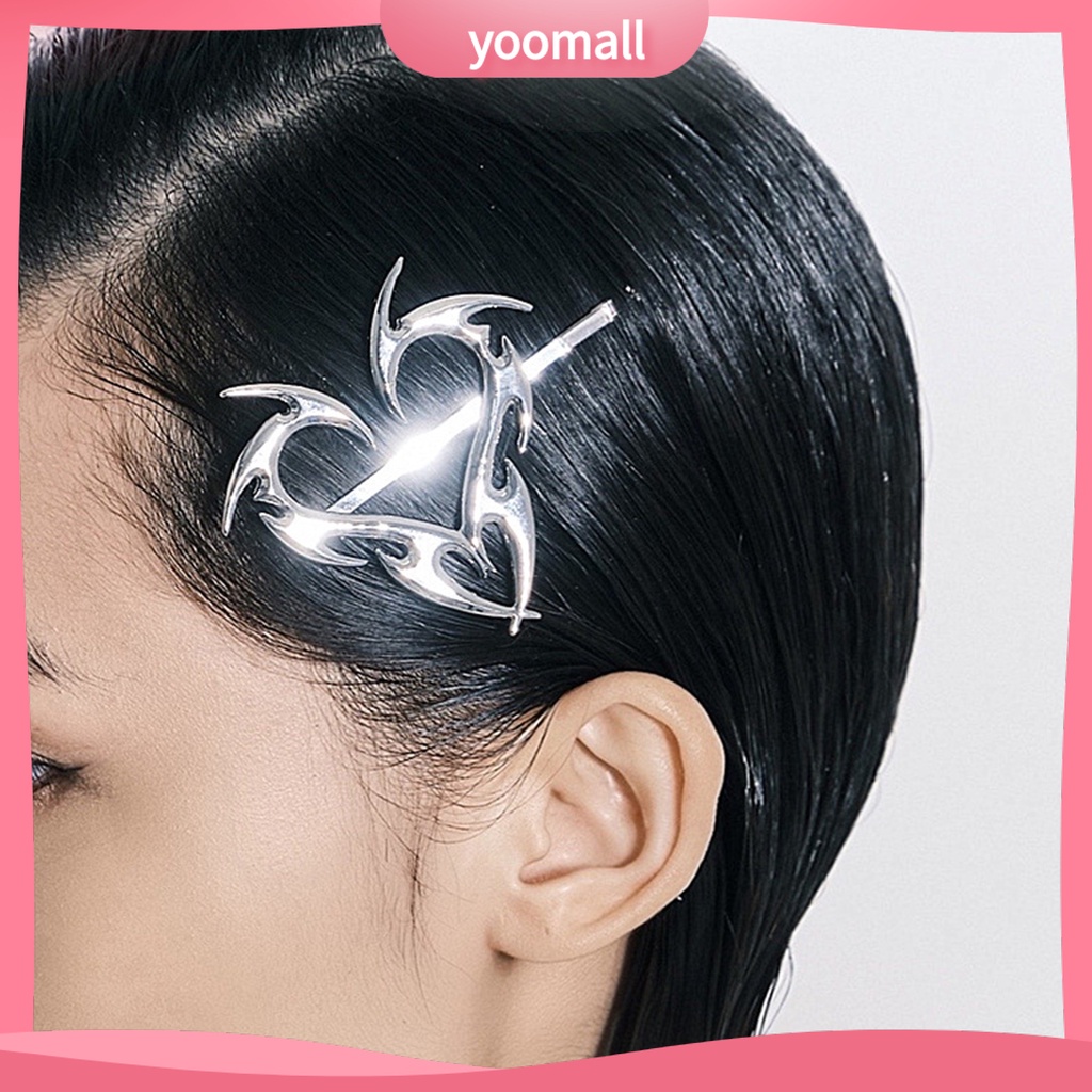 [YM] Kẹp Tóc Dạng Phi Tiêu Hình Học Trái Tim Màu Bạc Phong Cách Hip Hop Cá Tính Tinh Tế Tốt Cho Cuộc Sống Hàng Ngày