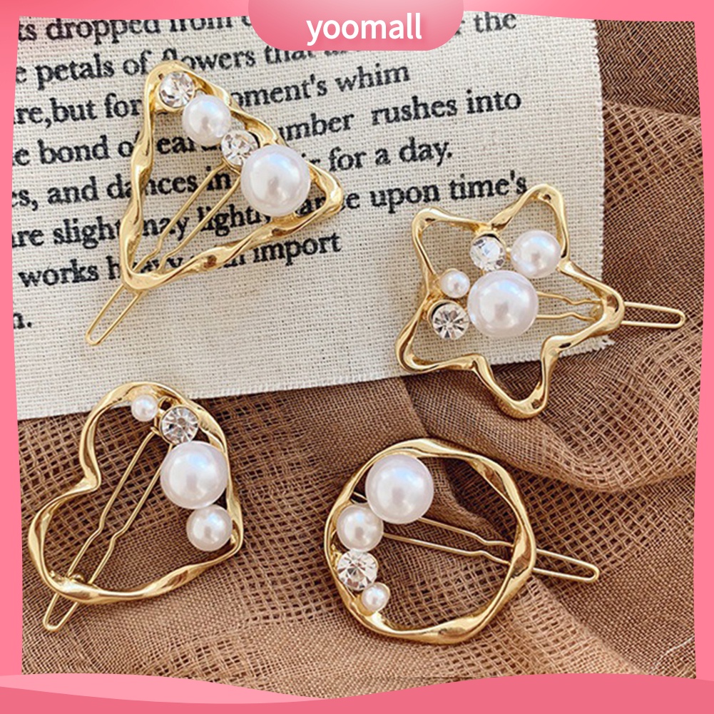 Kẹp Tóc Đính Ngọc Trai Giả Họa Tiết Trái Tim Thời Trang Cho Nữ