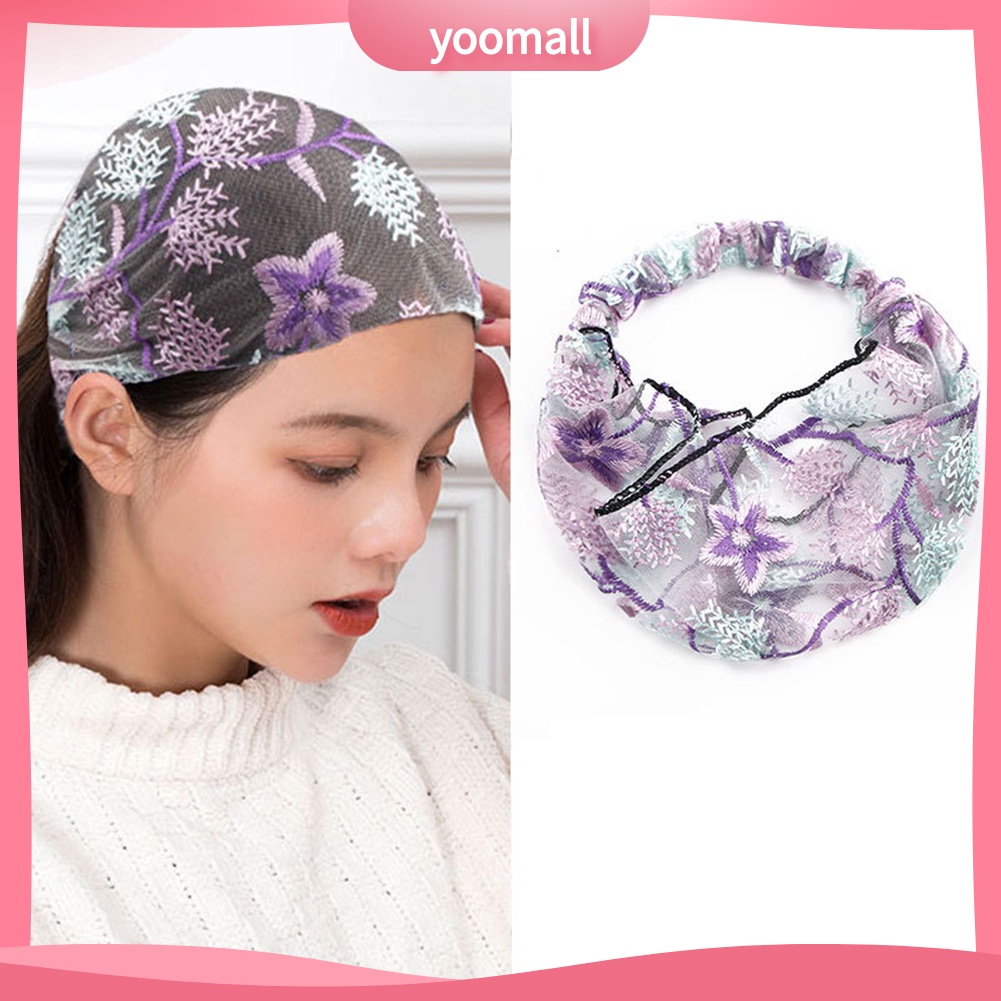 Băng Đô Vải Tuyn Bản Rộng Thêu Hoa / Ngôi Sao Phong Cách Trung Hoa Cổ Điển