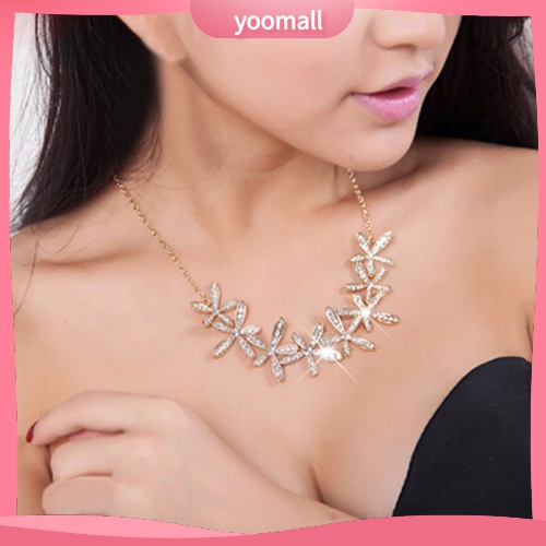 Vòng cổ Mặt Hoa Tuyết Đính Đá Sang Trọng Cho Nữ