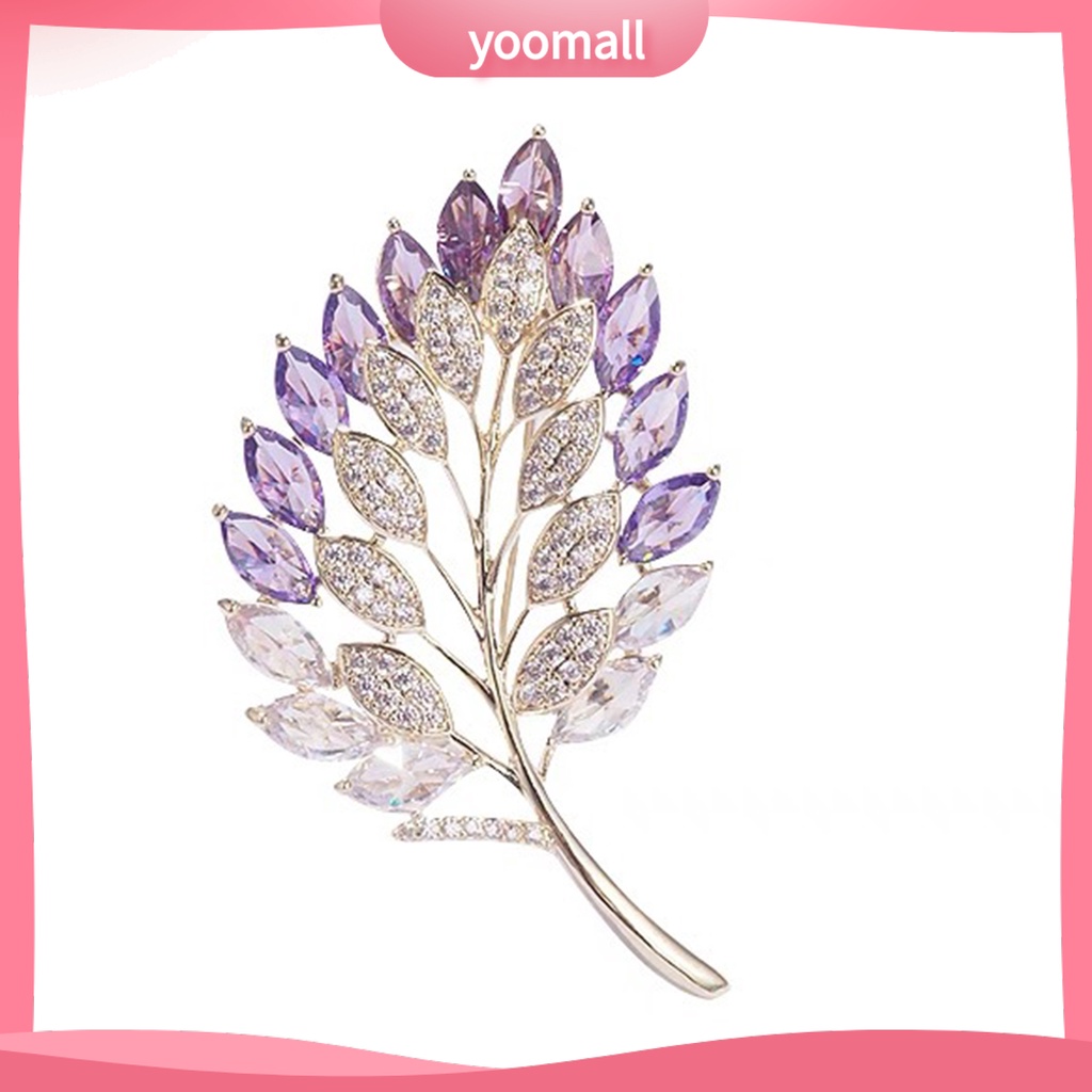 Ghim Cài Áo Hình Chiếc Lá Đính Đá Thời Trang