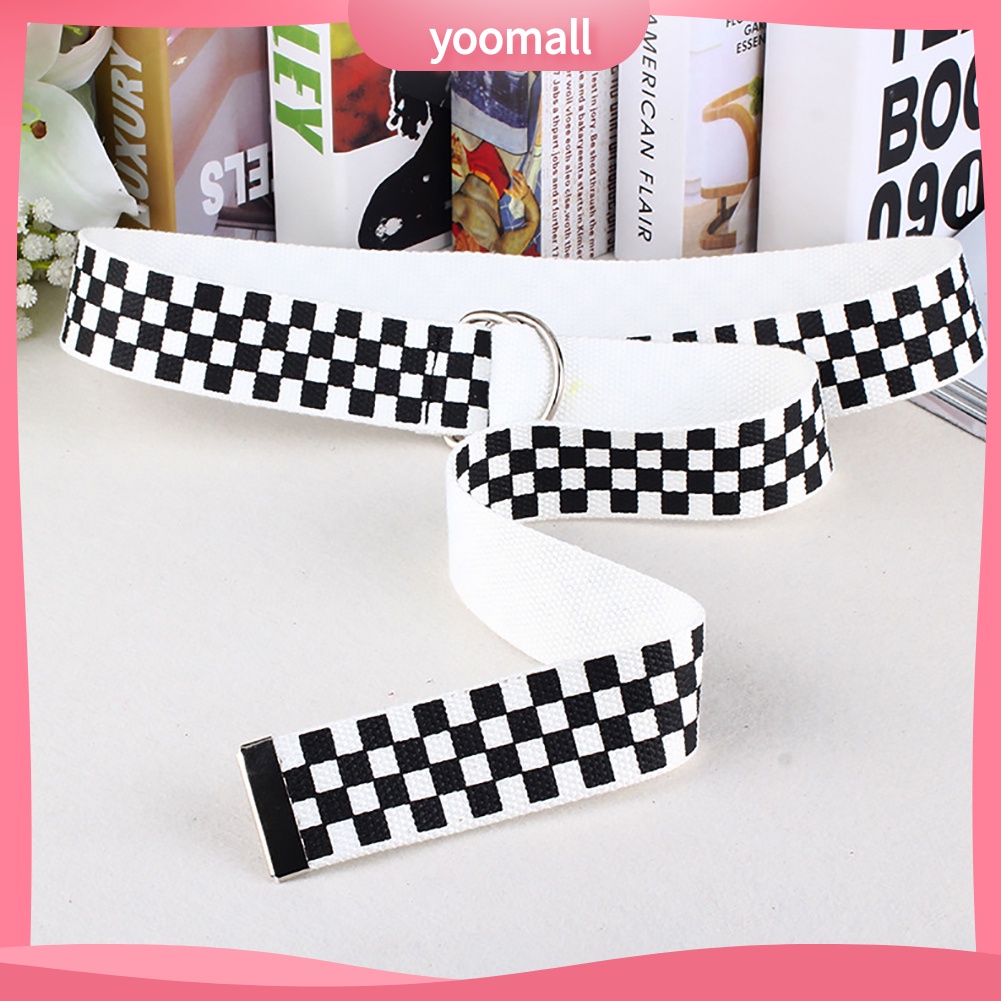 Thắt Lưng Vải Canvas Họa Tiết Kẻ Sọc / Chữ D Thời Trang Cho Nam Và Nữ