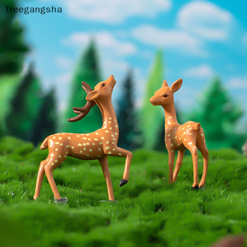 [FREG] Creative Artificial Mini Sika Deer Giraffe Fairy Garden Miniatures Gnomes Terrariums PVC Crafts Figurines Home Decoration FDH