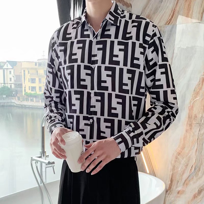 Áo Sơ Mi Tay Dài In Họa Tiết Phong Cách Harajuku Nhật Bản Thời Trang Mùa Xuân Cho Nam