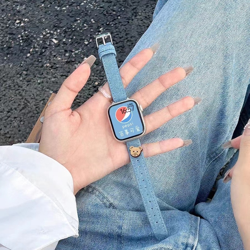 Dây Đeo Denim Thay Thế Dành Cho Đồng Hồ Thông Minh Apple watch 8 7 6 5 4 se 3 iWatch 49mm 45mm 44mm 42mm 41mm 40mm 38mm
