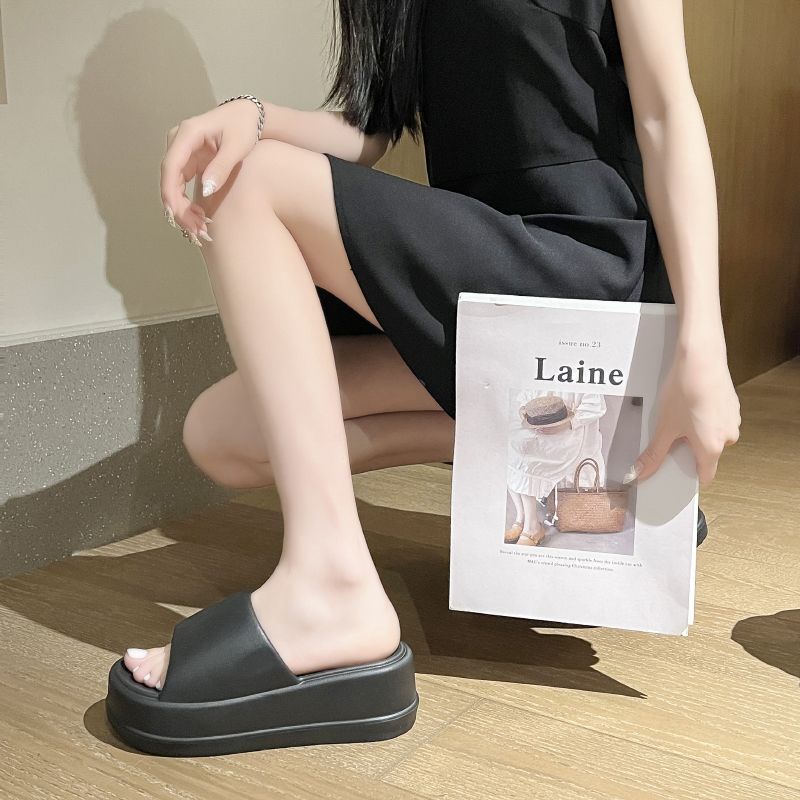 Huaqoo Dép bánh mì guốc dép giày nữ Màu Sắc Đơn Giản Thoải Mái Cao Gót Chống Trơn Trượt dép đế xuồng 30ZHDLX071304