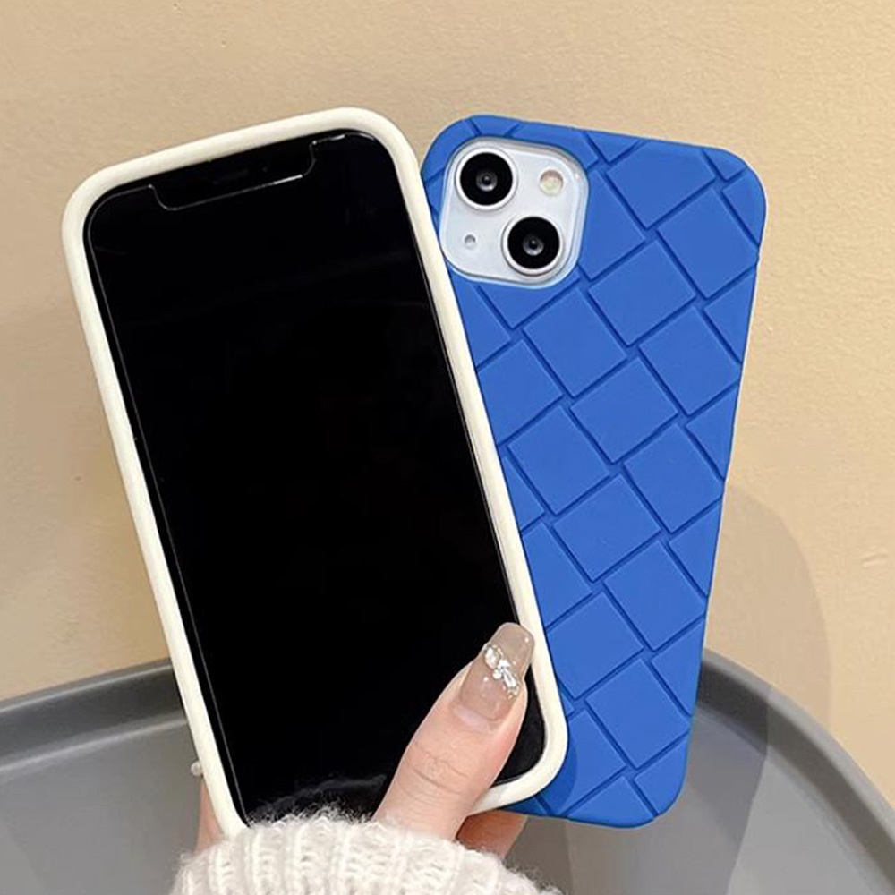 Ốp Điện Thoại TPU Mềm Màu Trơn Họa Tiết Hình Thoi Chống Trượt Cho IPhone 14 13 12 11 Pro Max X XR 8 7 Plus