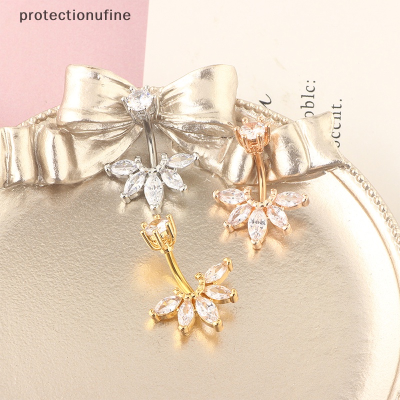 Khuyên Rốn Bằng Thép Không Gỉ Đính Đá Zircon Hai Đầu PR3VN